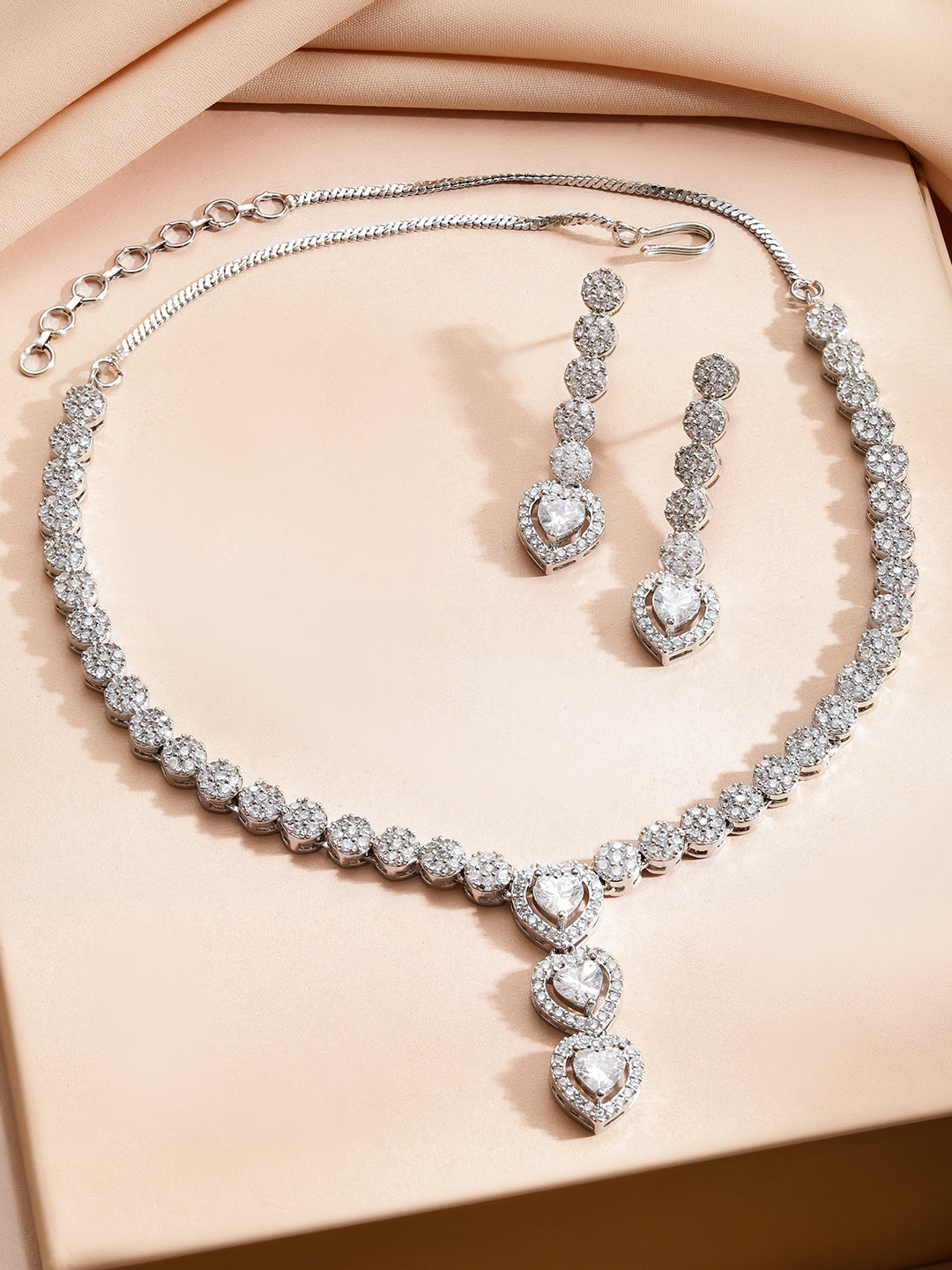 Heartline Shine American Diamond Necklace Set