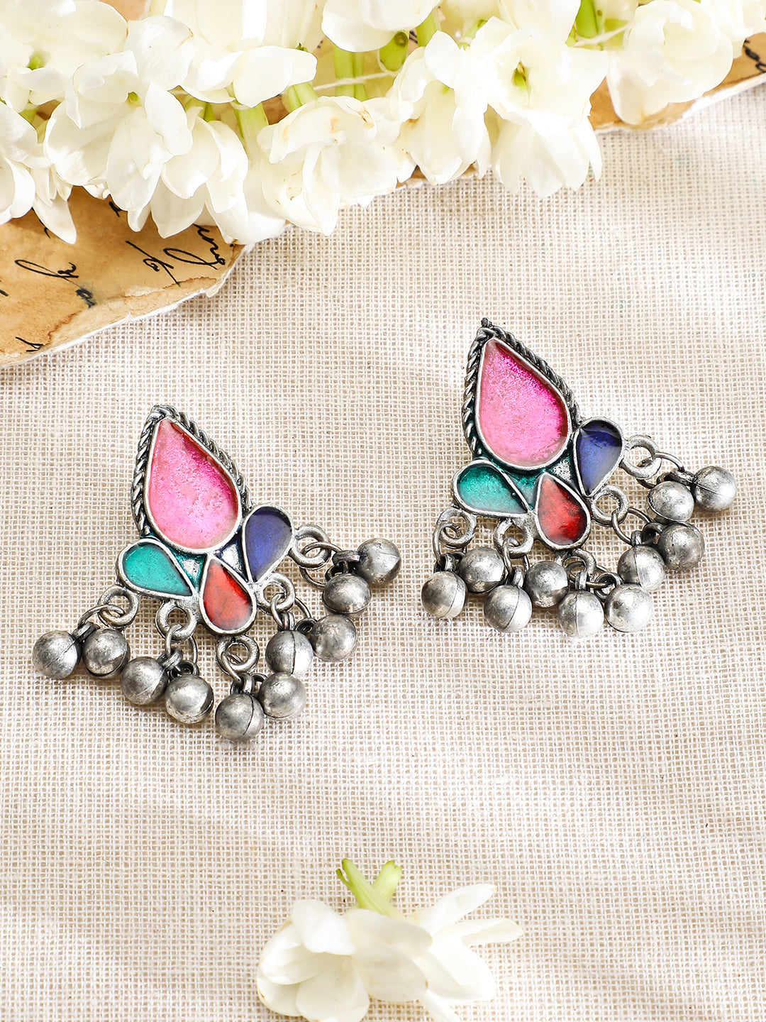 Multicolor Oxidised Afghani Necklace Set
