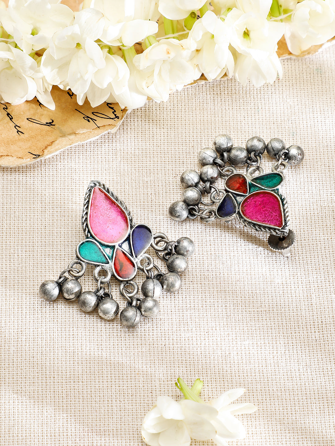 Multicolor Oxidised Afghani Necklace Set