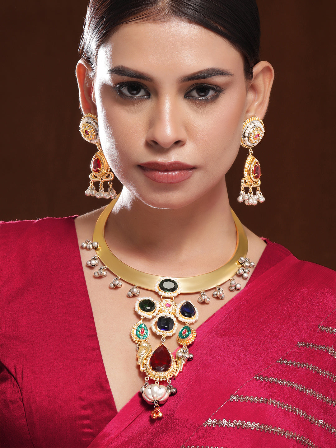 Multicolour Gold Necklace Set