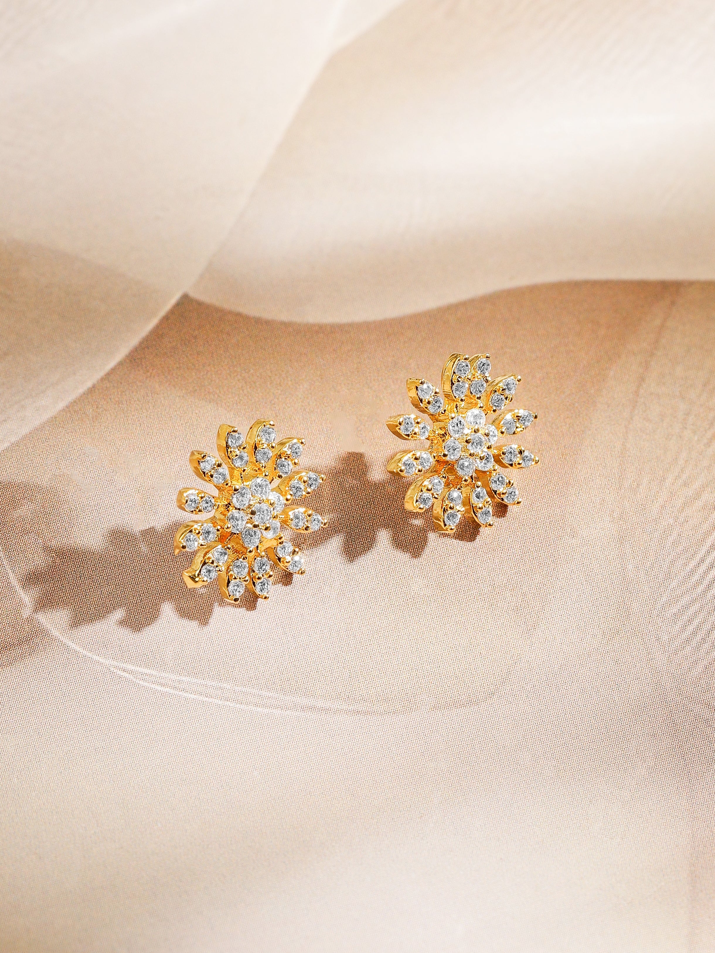 American Diamond Zirconia Mangalsutra With Floral Studs