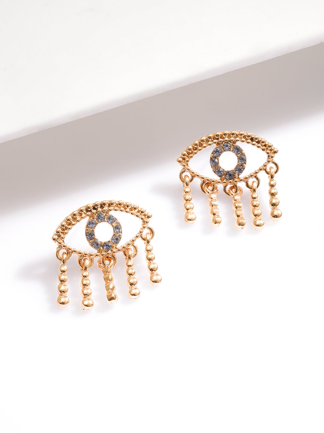 Blue Evil Eye Gold Drop Studs