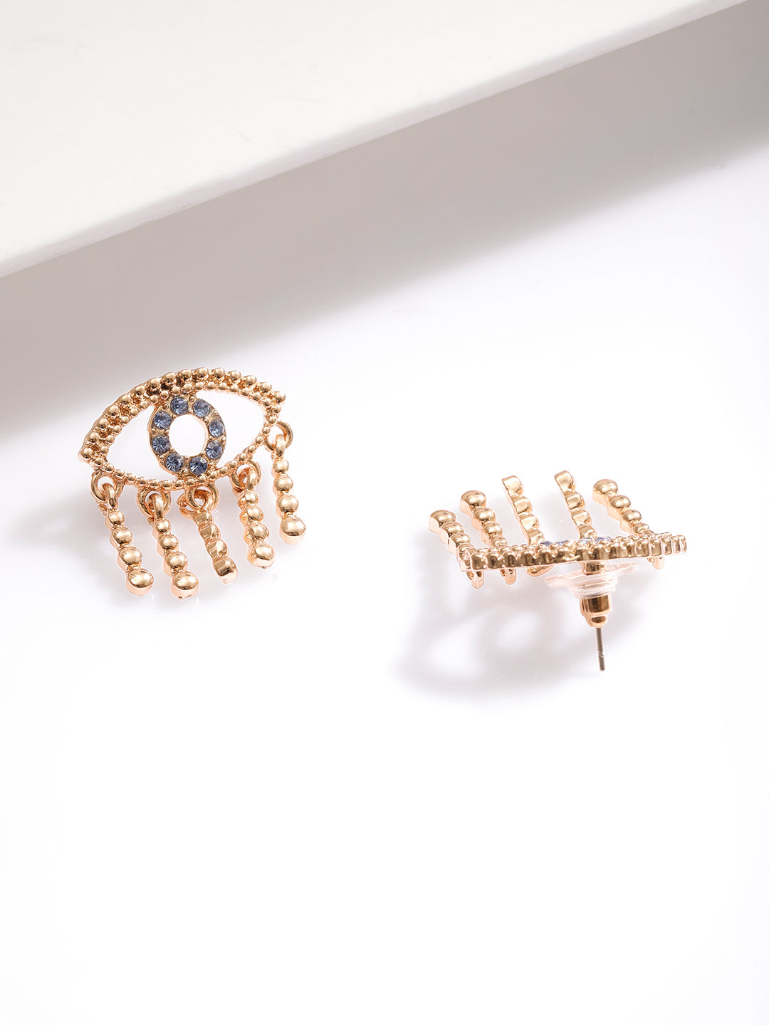 Blue Evil Eye Gold Drop Studs