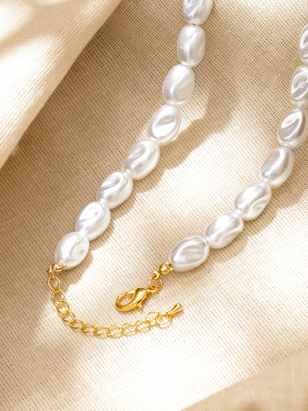 Gold Beaded Pearl Necklace
