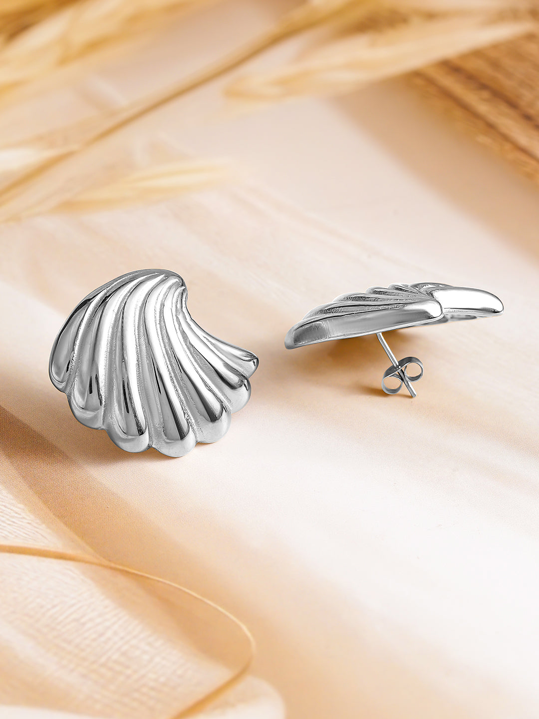 Silver Seashell Muse Stud Earrings