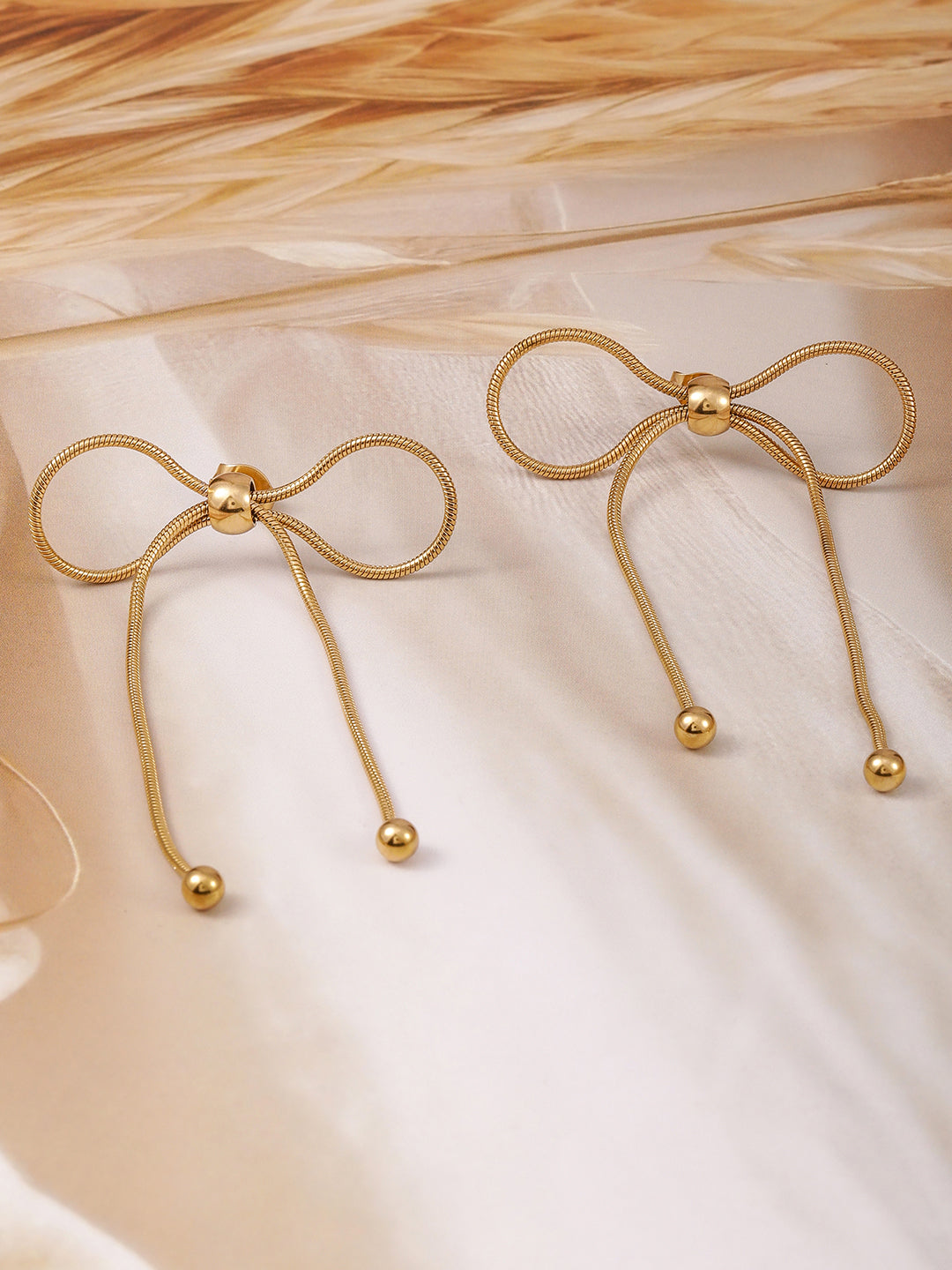 Golden Ribbon Drop Earrings