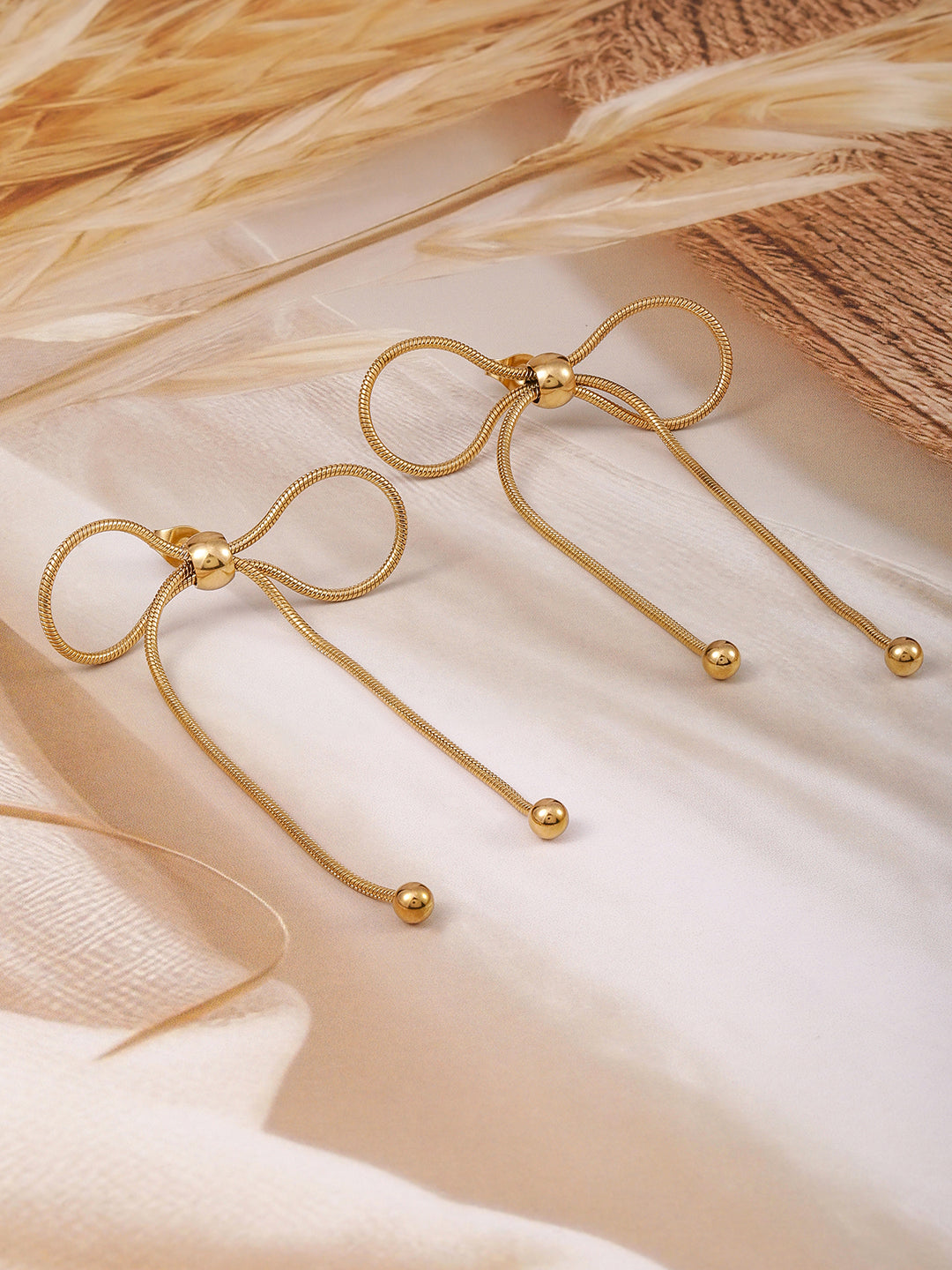 Golden Ribbon Drop Earrings