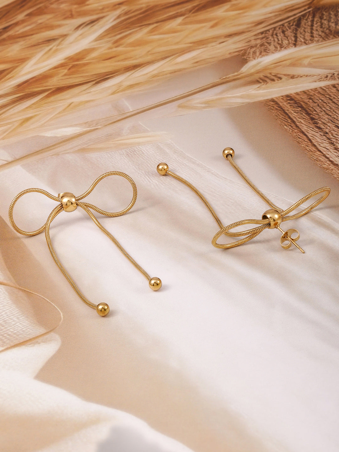 Golden Ribbon Drop Earrings