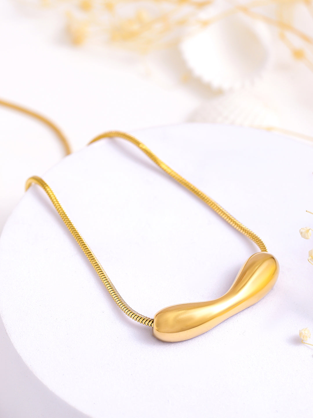 Abstract Organic Bar Gold Toned Necklace