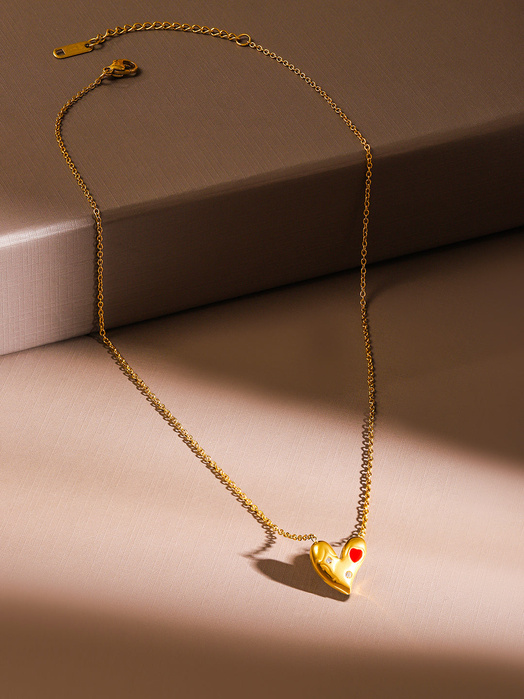 American Diamond Zirconia Cherished Heart Pendant Chain