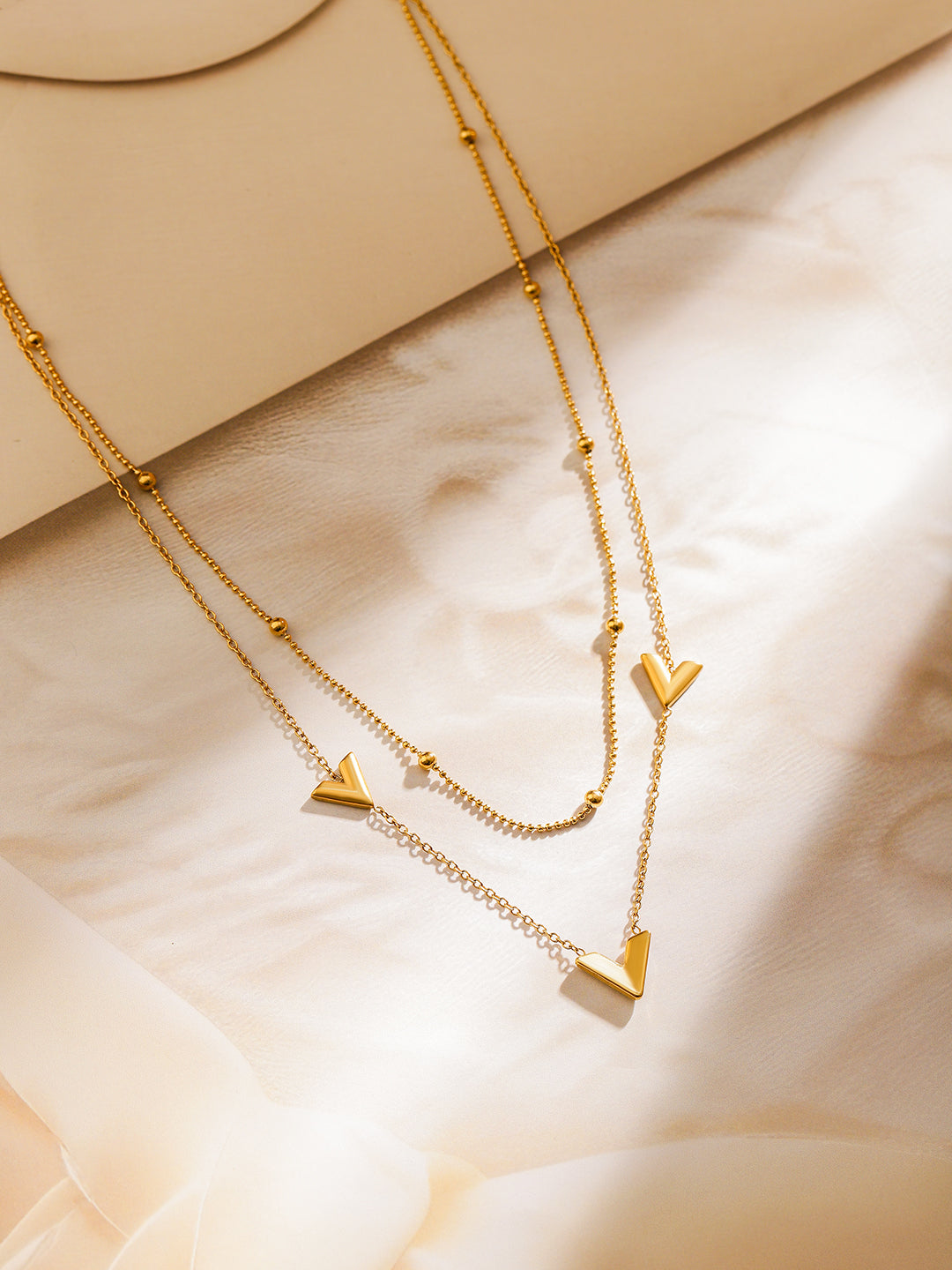 V-Shaped Layered Gold Necklace