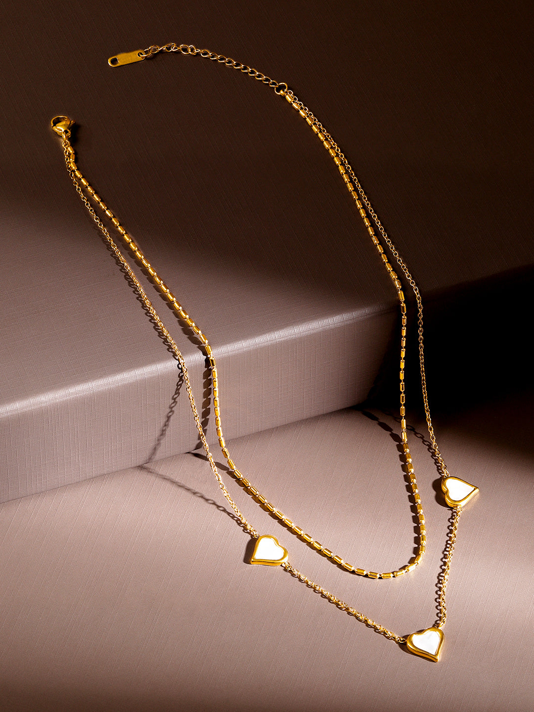 Soft Ivory Heart Charm Chain Necklace