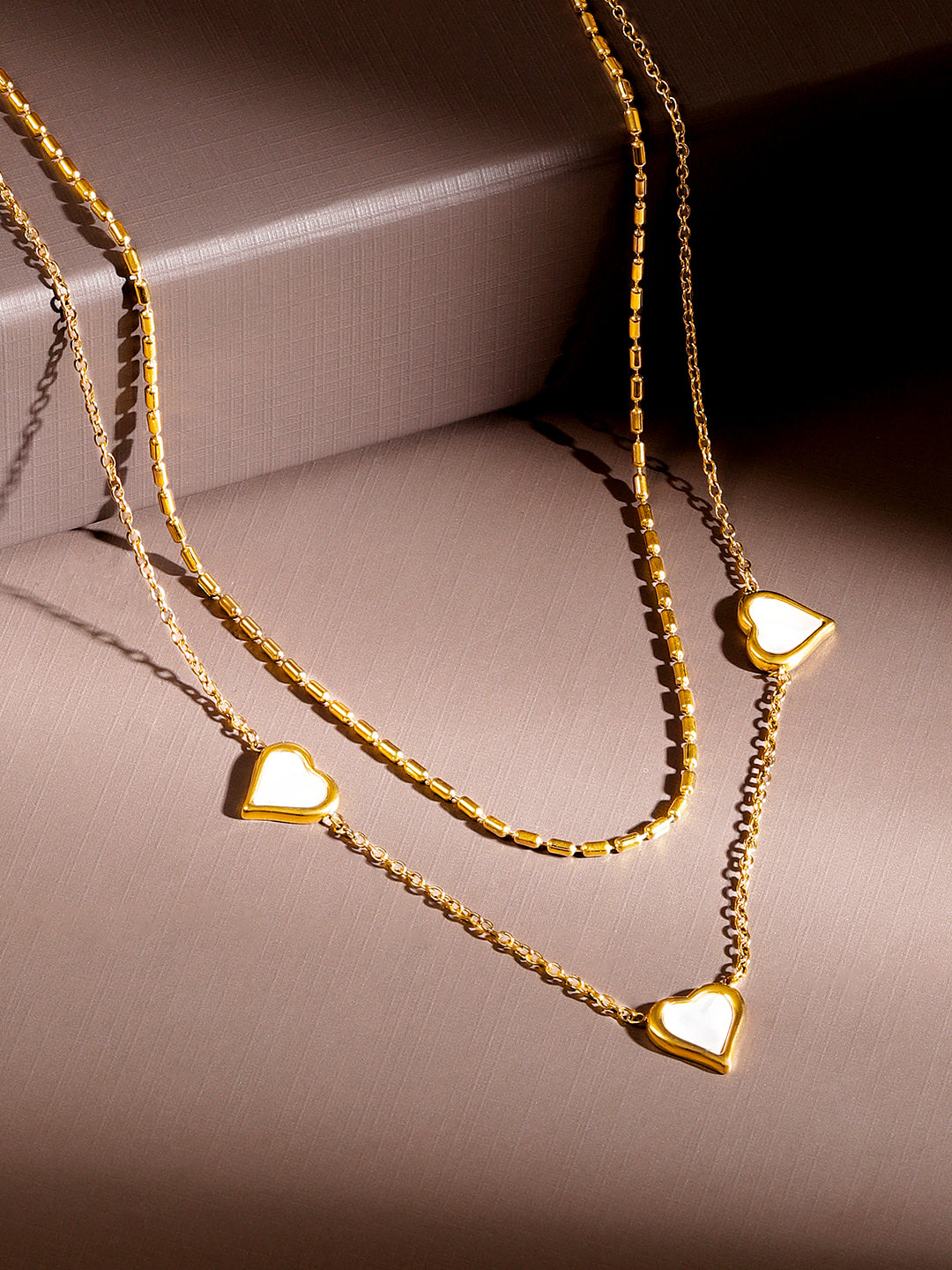 Soft Ivory Heart Charm Chain Necklace