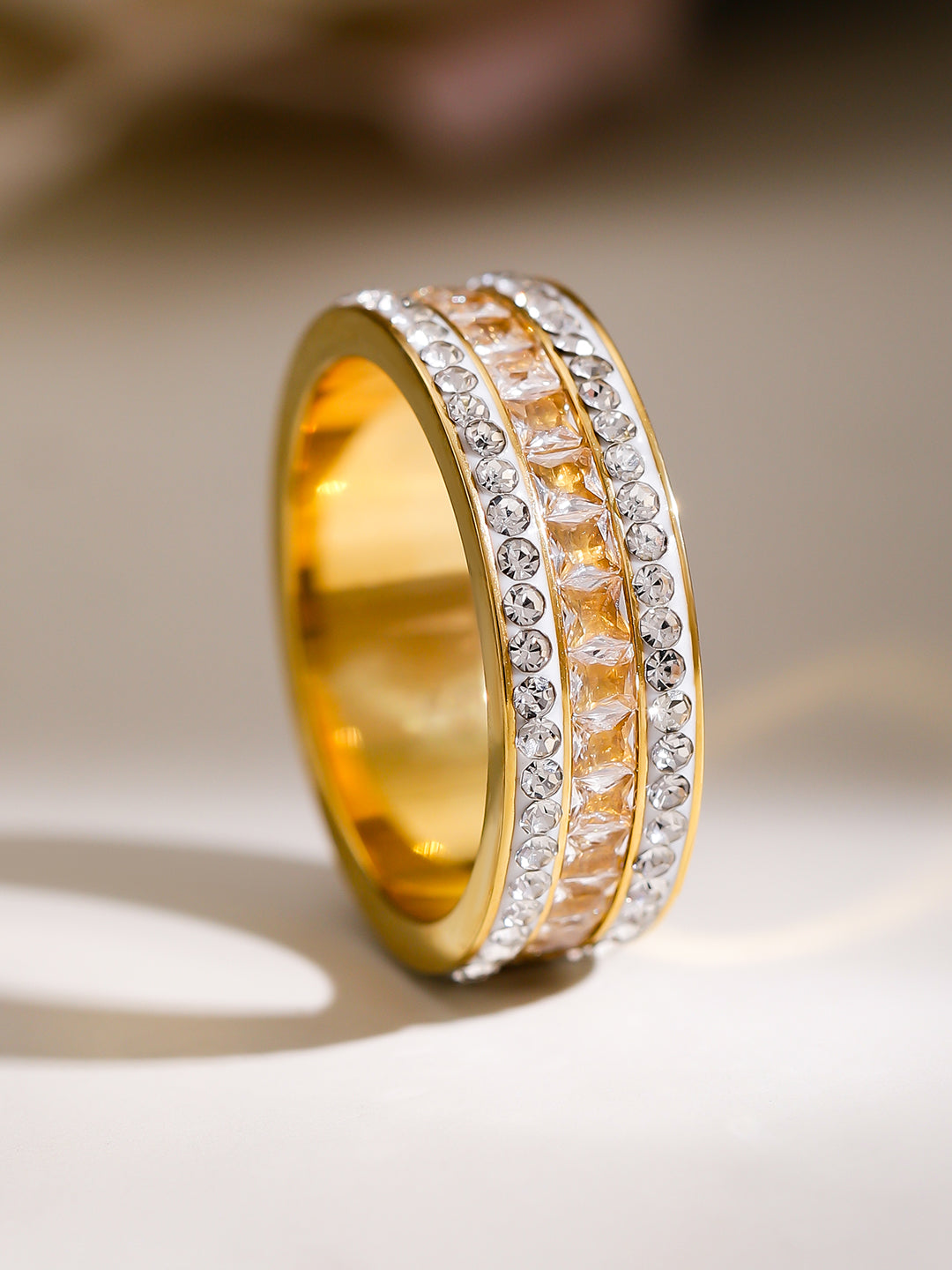 Square American Diamond Zirconia Enamelled Band