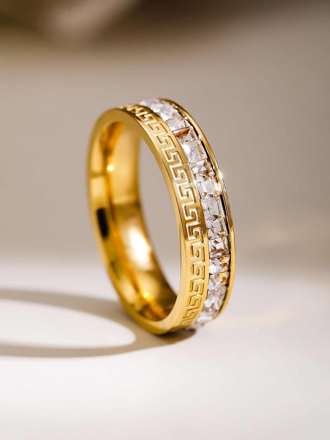 Gold plated American Diamond Zirconia Channel Ring
