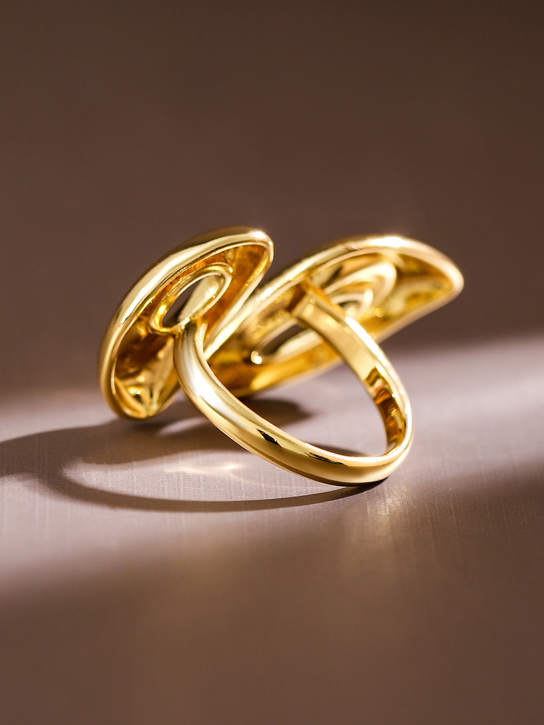 Wentra Voguish 18K Gold-Plated Sculptural Statement Openable Ring