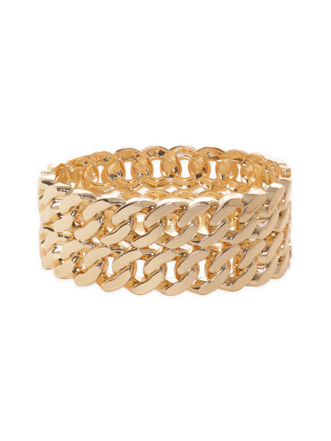 Wentra 18K Gold Plated Gold-Toned Chain-Link Bangle-Style Bracelet Elegant Jewelry