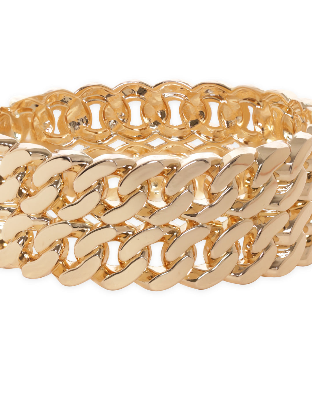 Wentra 18K Gold Plated Gold-Toned Chain-Link Bangle-Style Bracelet Elegant Jewelry