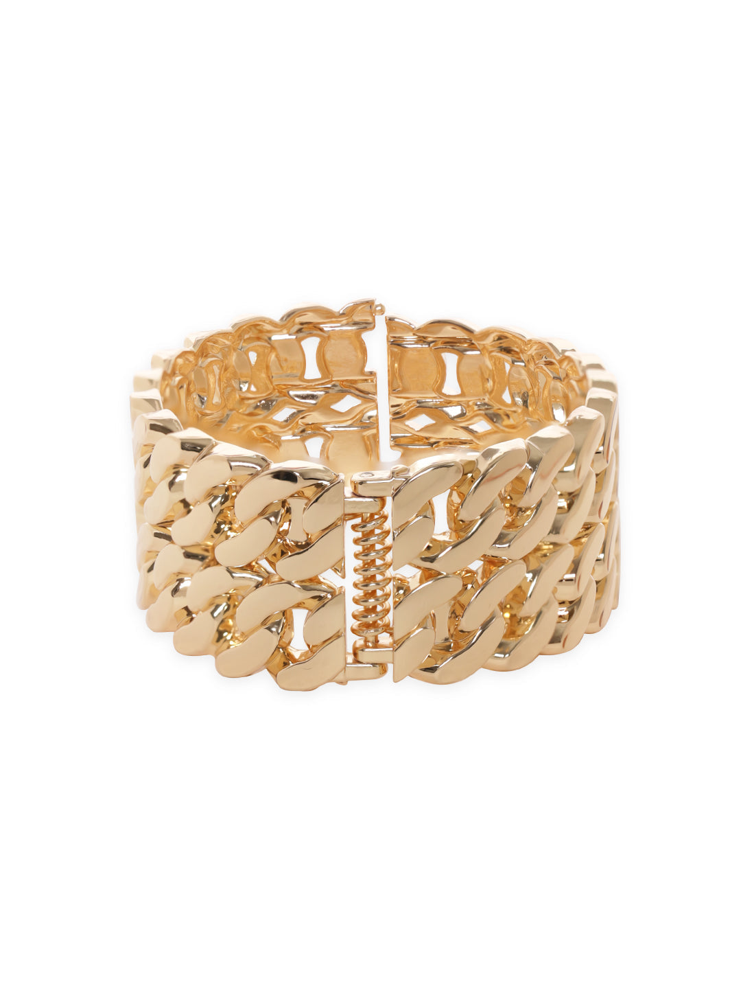 Wentra 18K Gold Plated Gold-Toned Chain-Link Bangle-Style Bracelet Elegant Jewelry