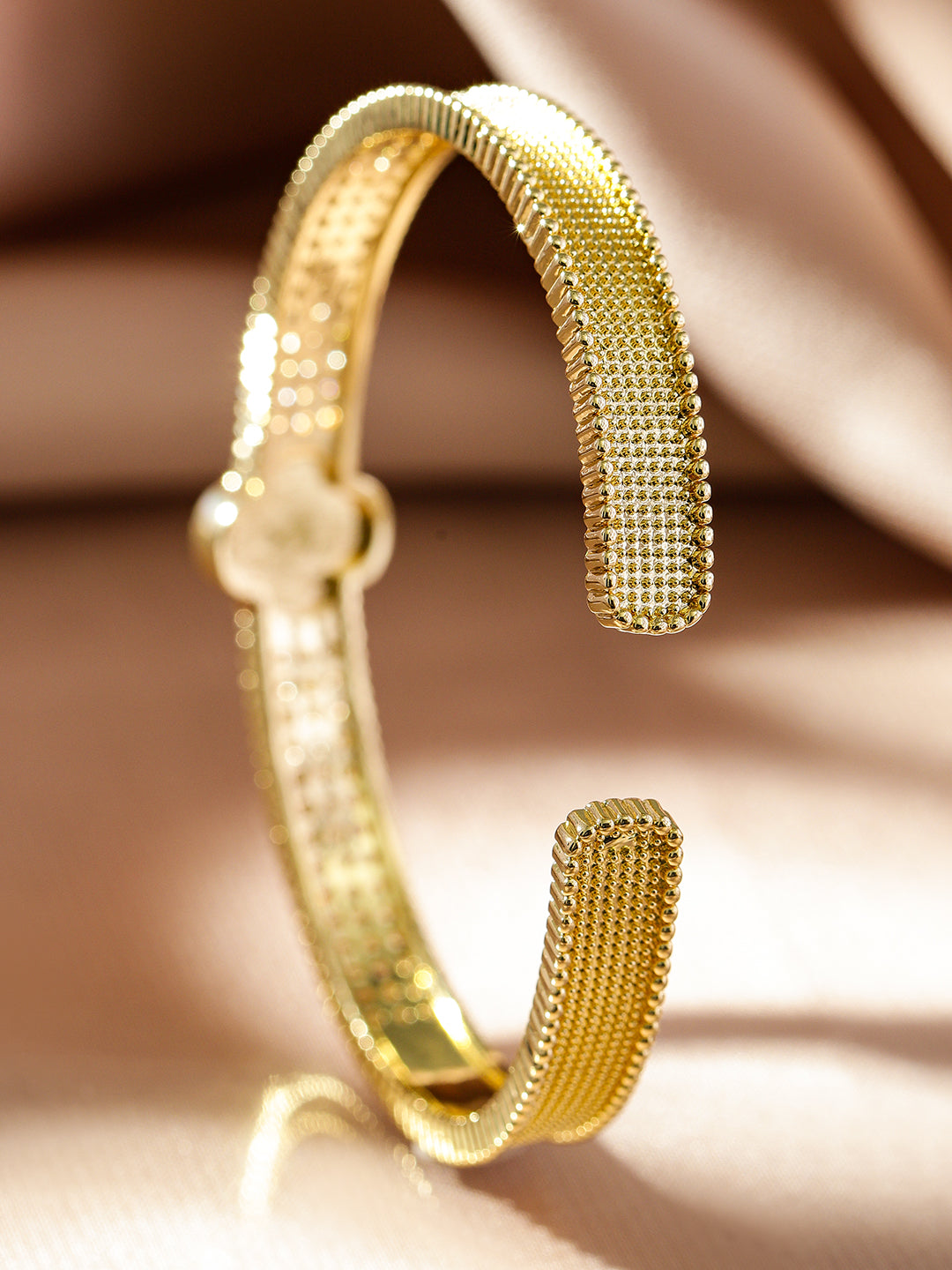 Wentra Voguish 22K Gold-Plated Evil Eye Cuff Bracelet with Cubic Zirconia Detailing