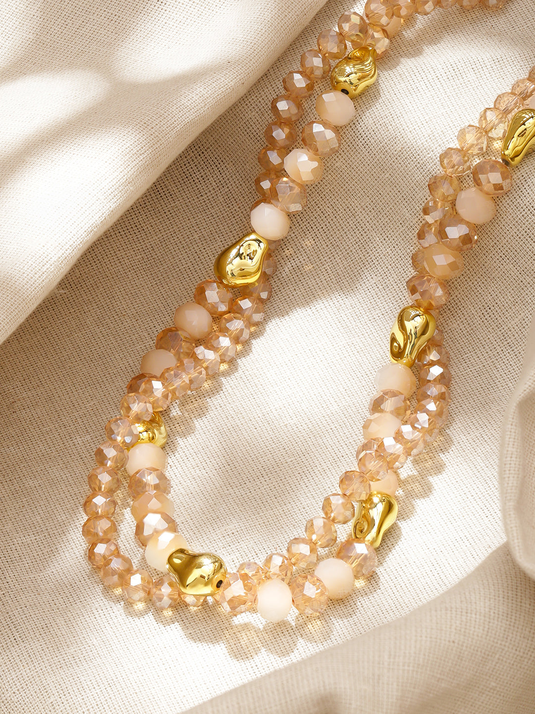 Champagne Gold Beaded Multi-Layered Necklace