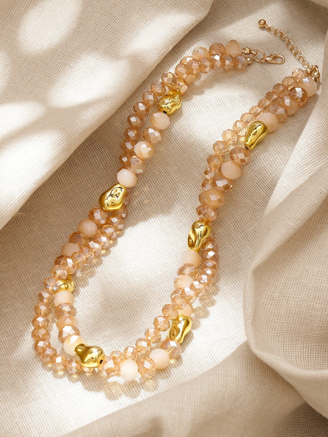 Champagne Gold Beaded Multi-Layered Necklace