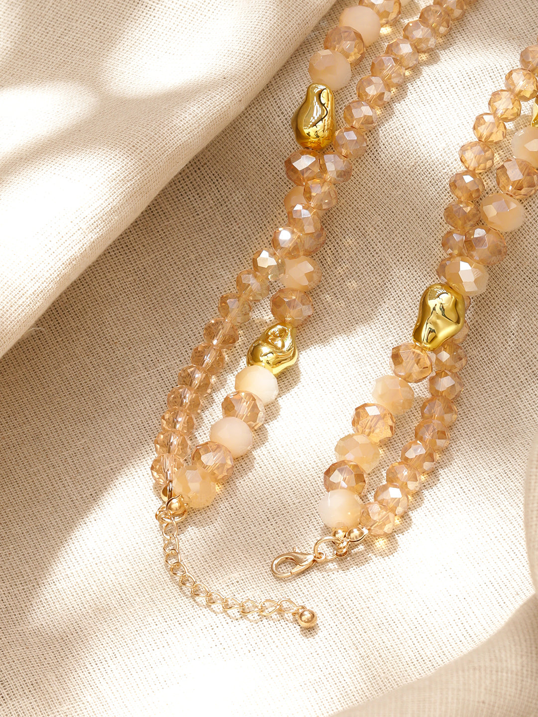 Champagne Gold Beaded Multi-Layered Necklace