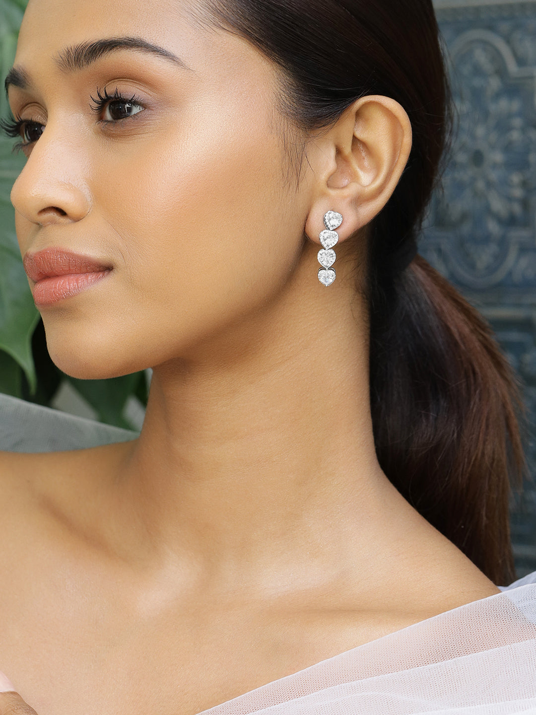 Chain of Love American Diamond Zirconia Earrings