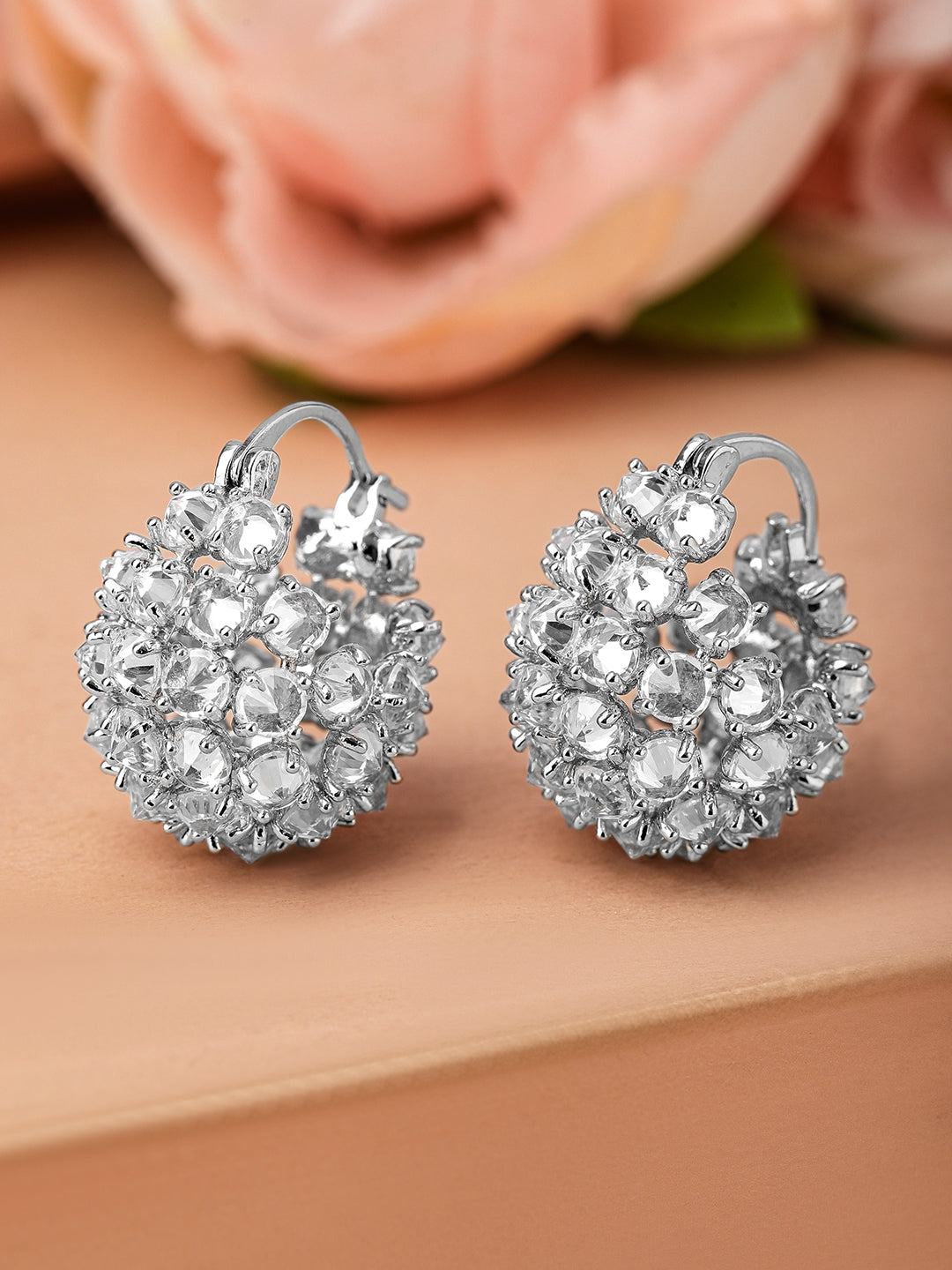 Crystal Studded Huggie Earrings