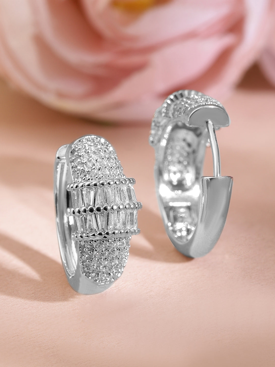 Crystal Frost Elegance Mini Hoop Earrings