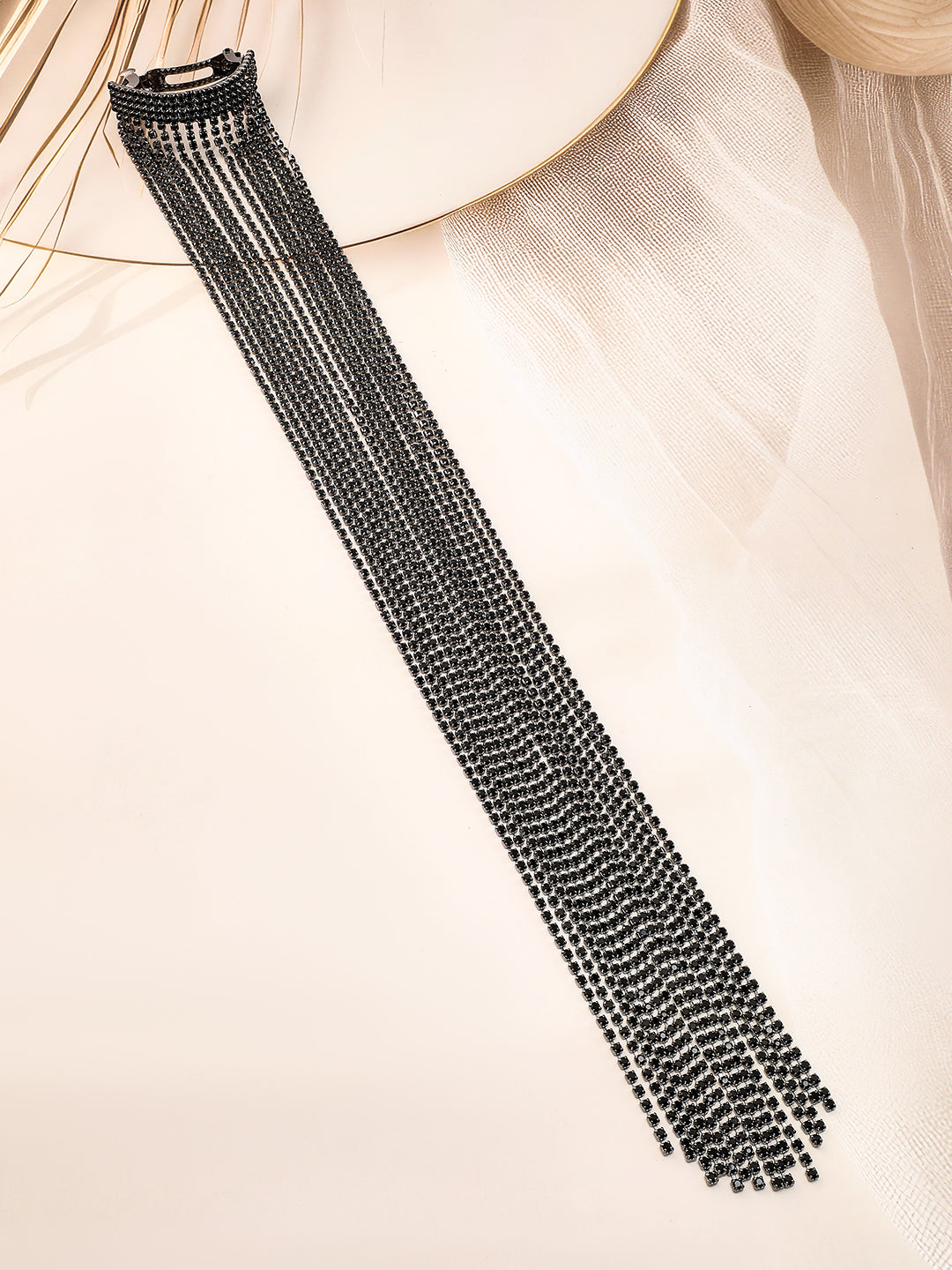 Wentra Voguish Silver Shimmery Long Fringe Rubberband