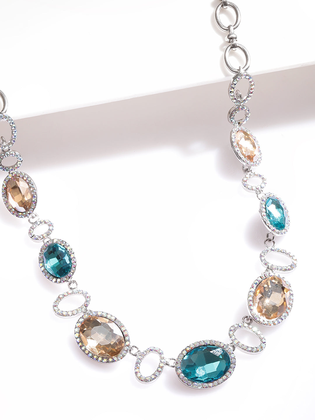 Cool & Earthy American Diamond Zirconia Statement Necklace