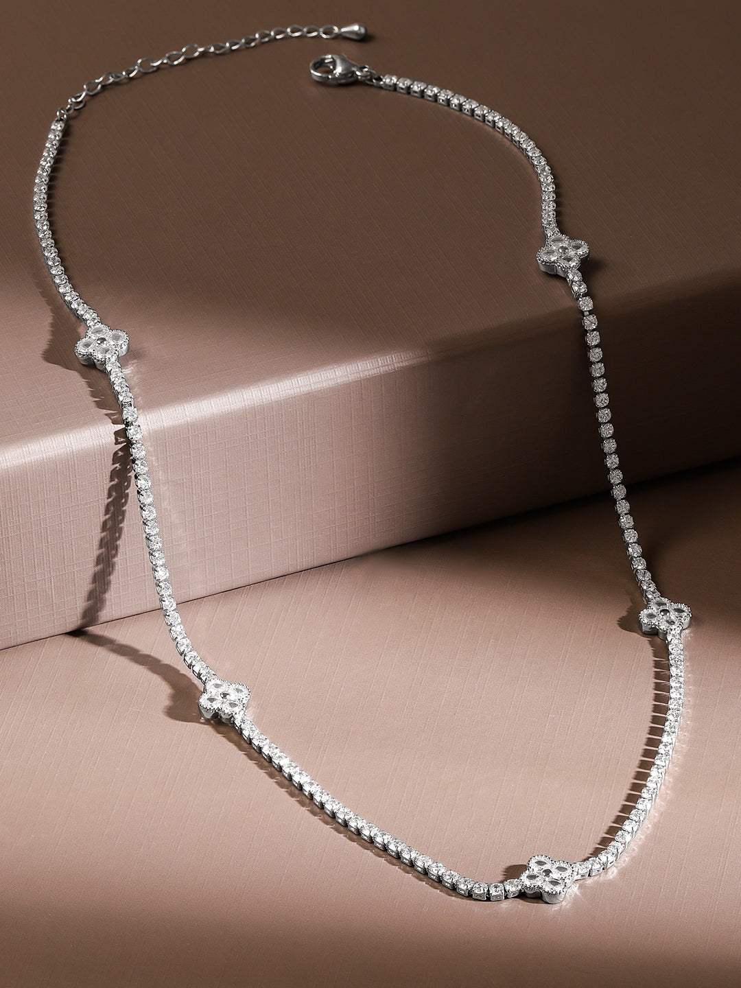 Effortless Floral Motif American Diamond Zirconia Necklace