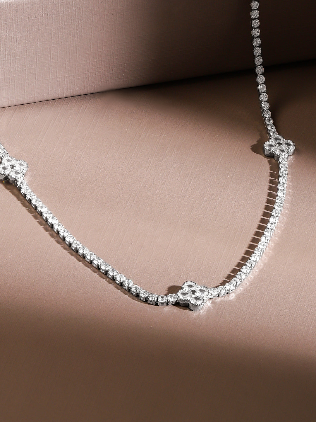 Effortless Floral Motif American Diamond Zirconia Necklace