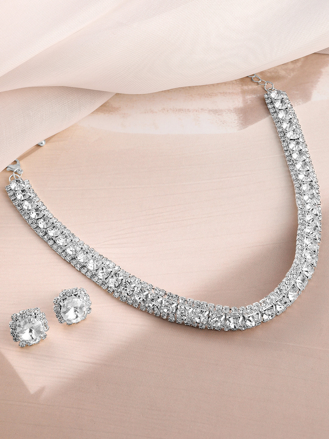 American Diamond Zirconia Crystal Studded Necklace Set