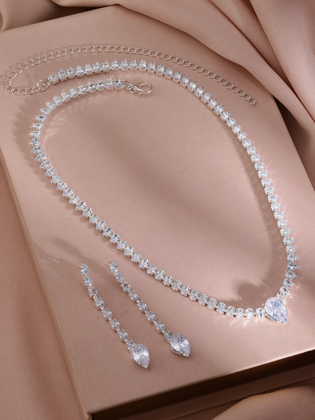 Teardrop American Diamond Zirconia Necklace Set
