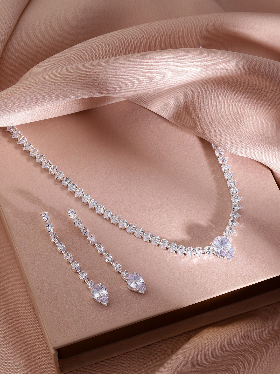 Teardrop American Diamond Zirconia Necklace Set