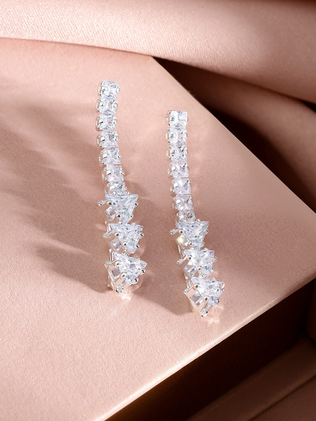 Crystal Studded Rhodium Necklace Set