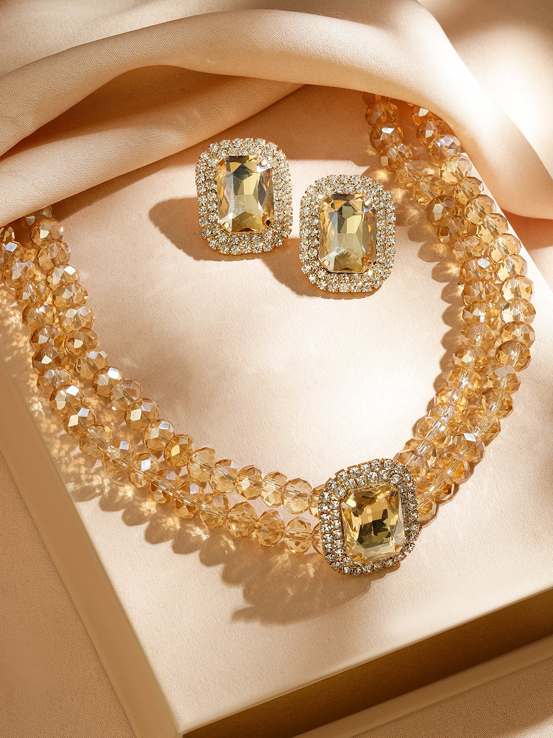 Beaded American Diamond Zirconia Choker Set