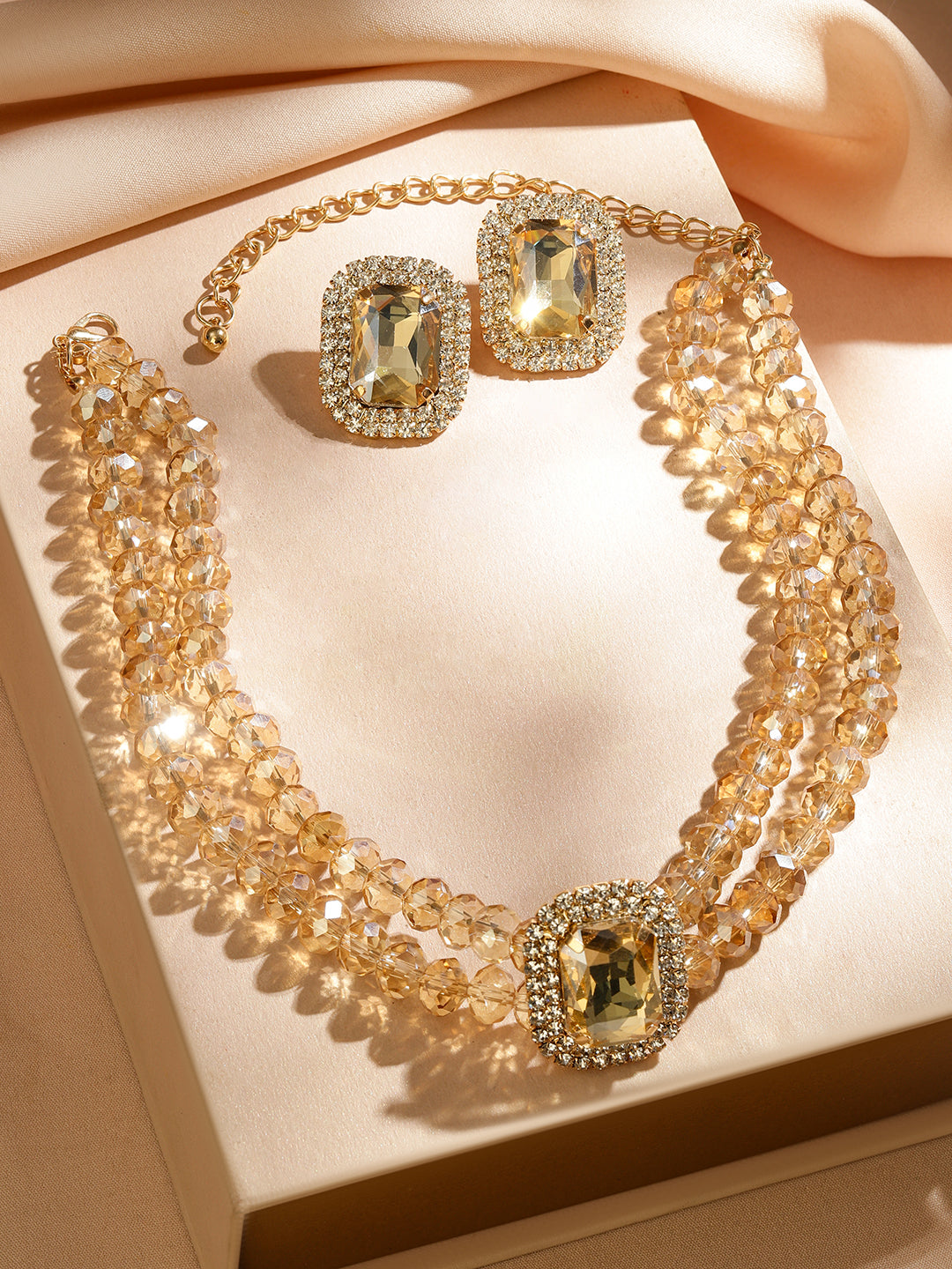 Beaded American Diamond Zirconia Choker Set