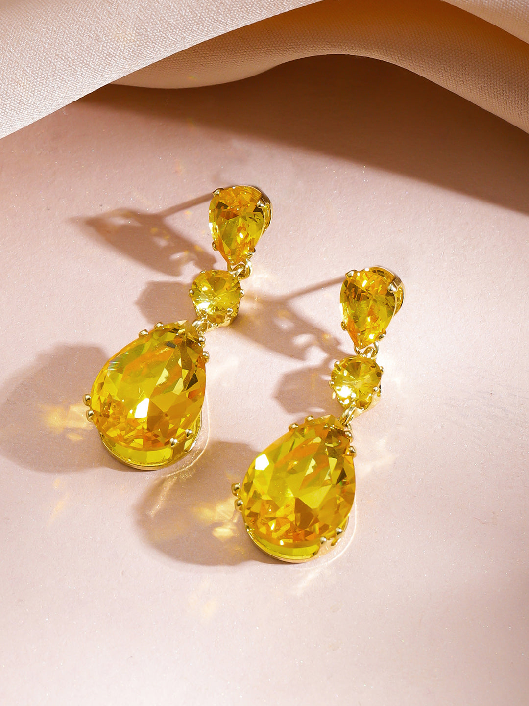 Yellow Raindrop Crystal Necklace Set