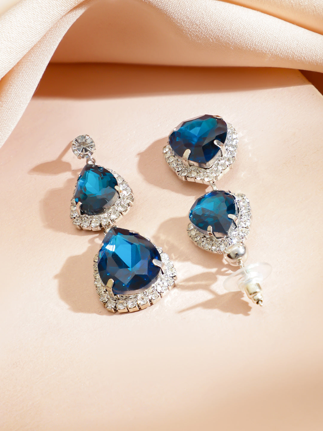 American Diamond Zirconia Blue Necklace Set