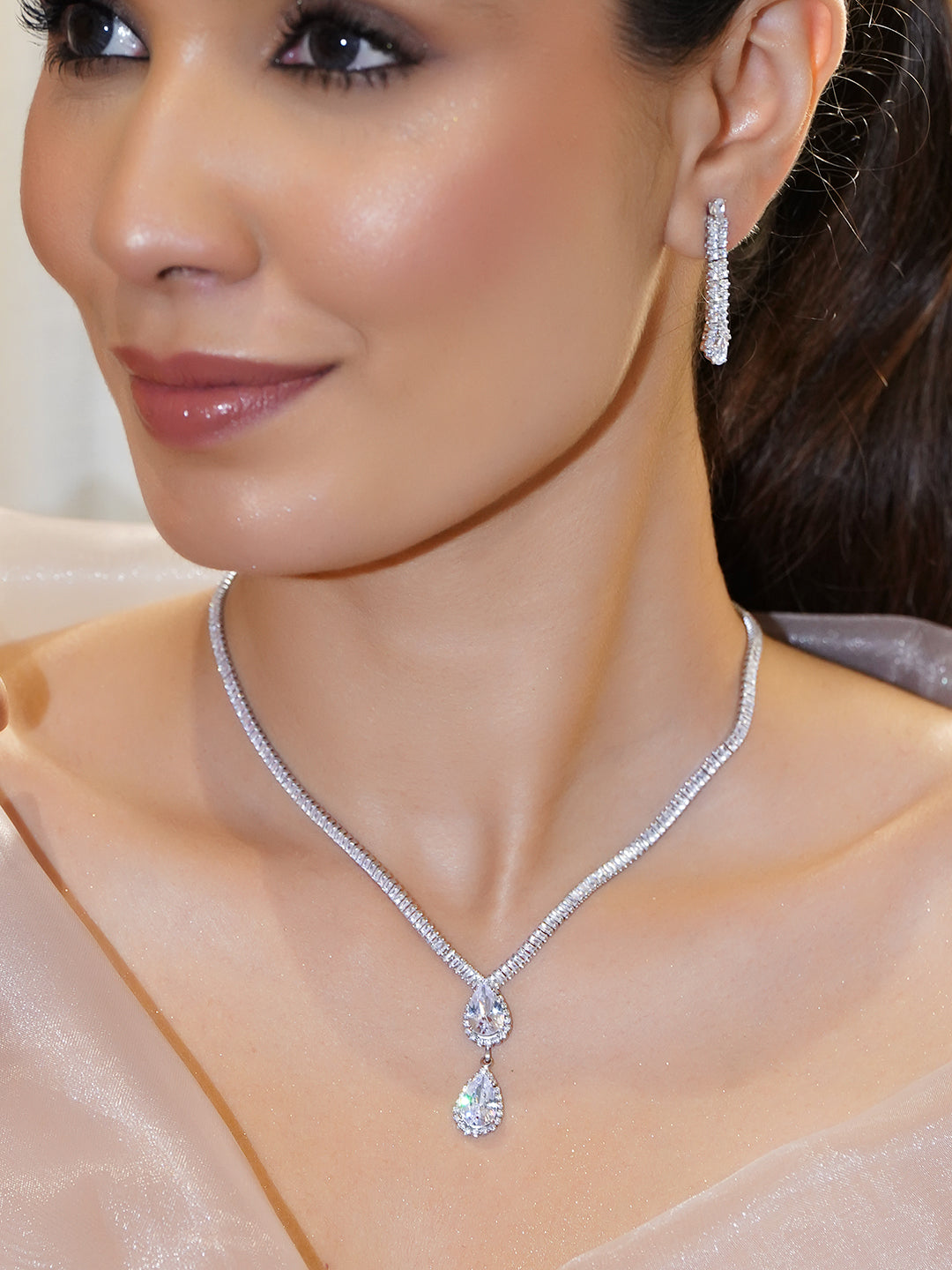American Diamond Zirconia Necklace Set