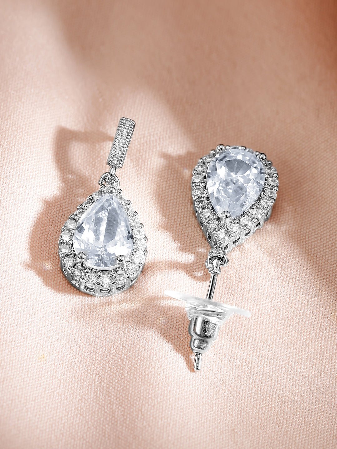 American Diamond Zirconia Blue Pendant Necklace Set