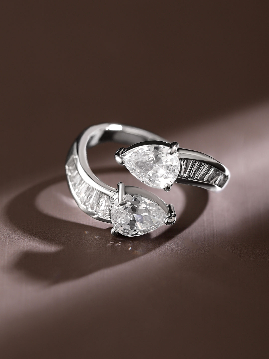 American Diamond Zirconia Bypass Ring