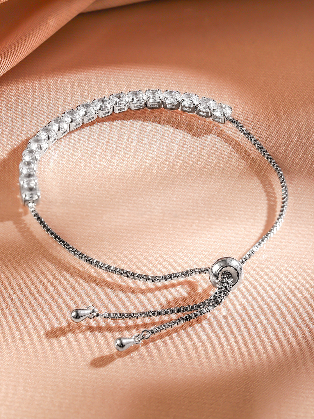 Adjustable White Tennis Bracelet