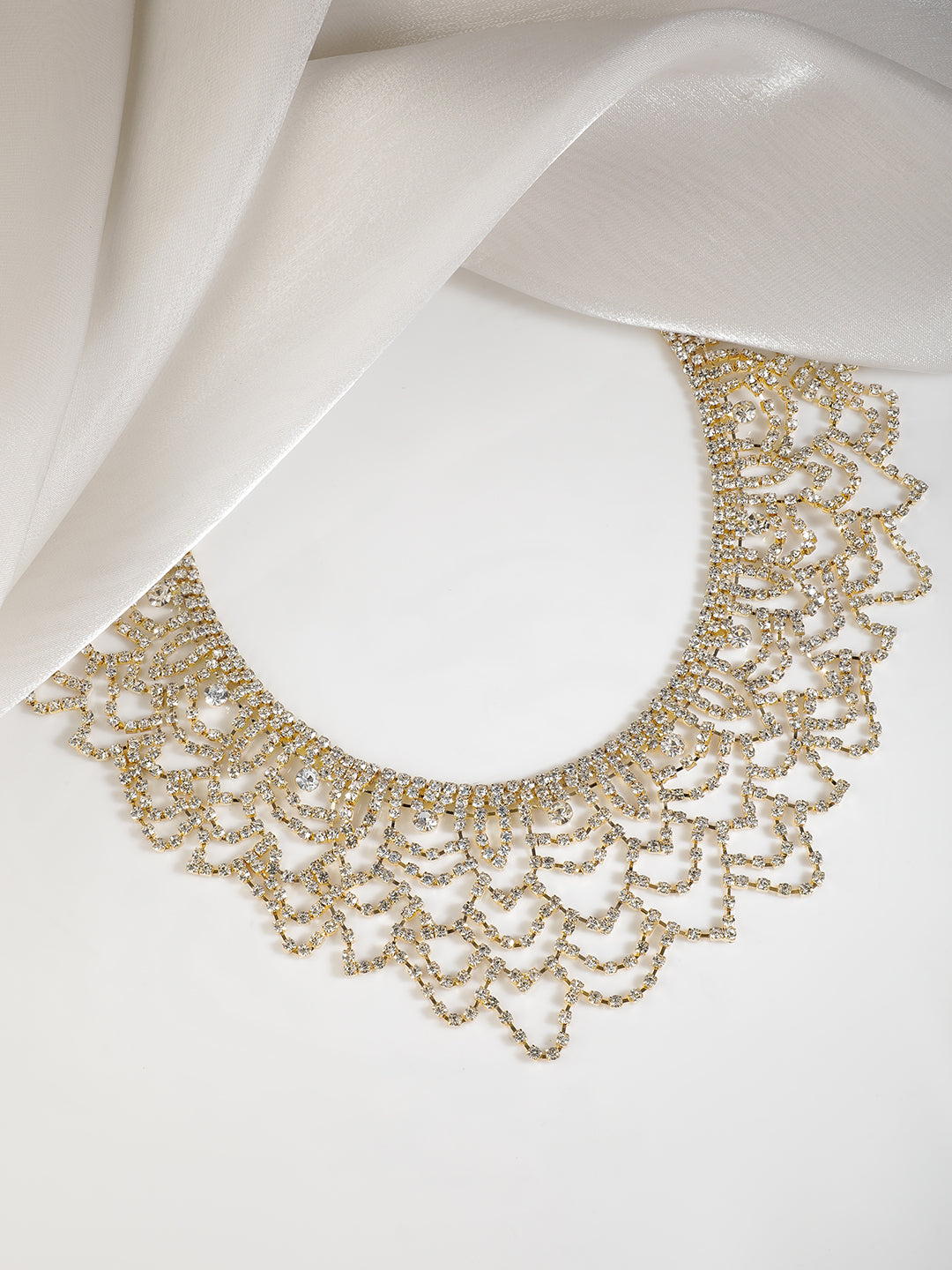 Wentra Gold Toned Handcrafted Zircon Stone Necklace
