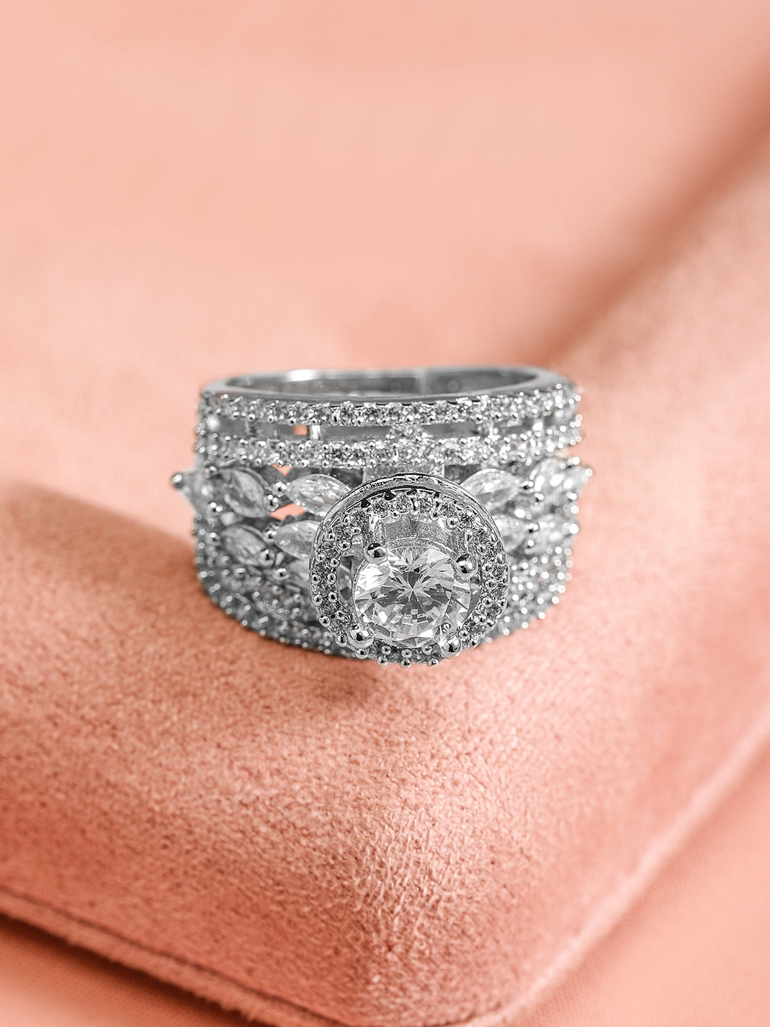 American Diamond Zirconia Studded Ring