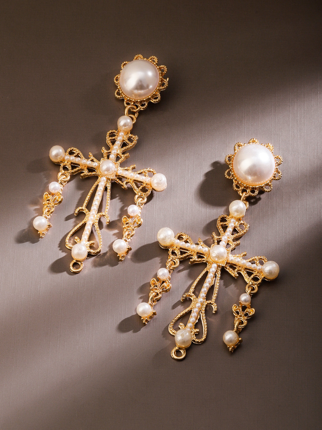 Contemporary Glow White Statement Earrings