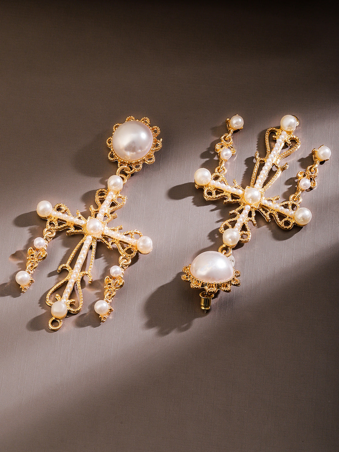 Contemporary Glow White Statement Earrings